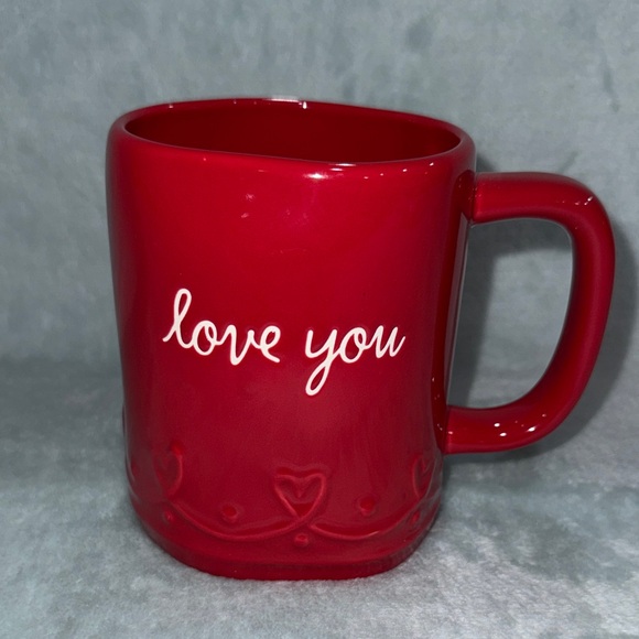 Rae Dunn Other - Rae Dunn Red Ceramic Mug with love you on mug